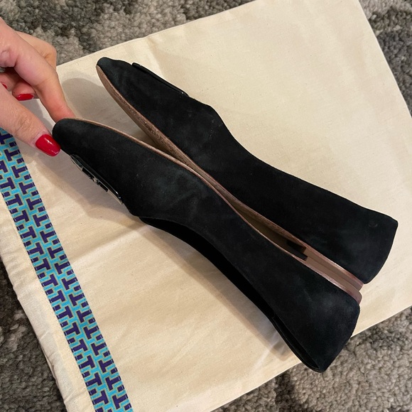 Tory Burch Black Suede Flats 9M - Picture 4 of 7